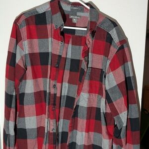 Eddie Bauer Red and Gray Plaid Shirt